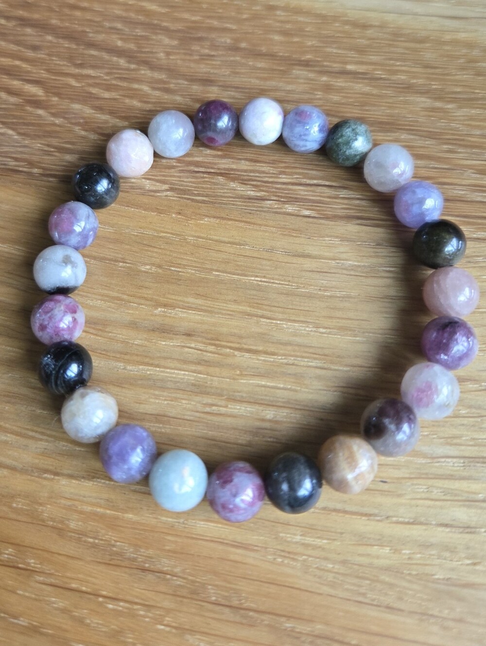 Tourmaline Beaded Stretch Bracelet | Handmade